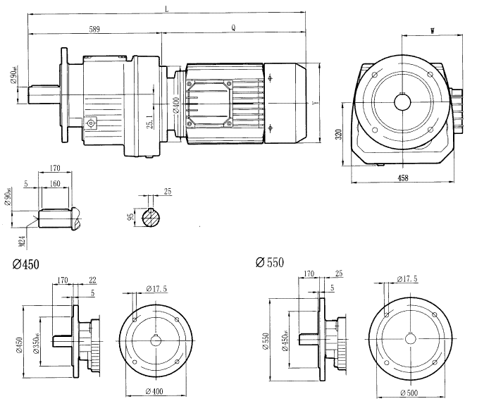 RCF137..型硬齒輪減速機安裝尺寸圖