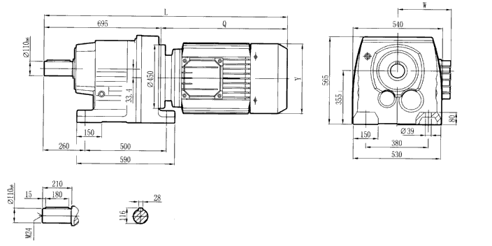 RC147..型硬齒輪減速機安裝尺寸圖