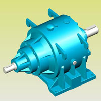 SP雙排直齒行星減速機實體模型