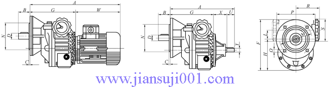 MBNL(F)-C、MBNL(F)Y-C單級齒輪減速機組合外形及安裝尺寸