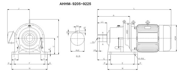 ADC系列擺線減速機(jī)尺寸圖表AHHM-9205~9225
