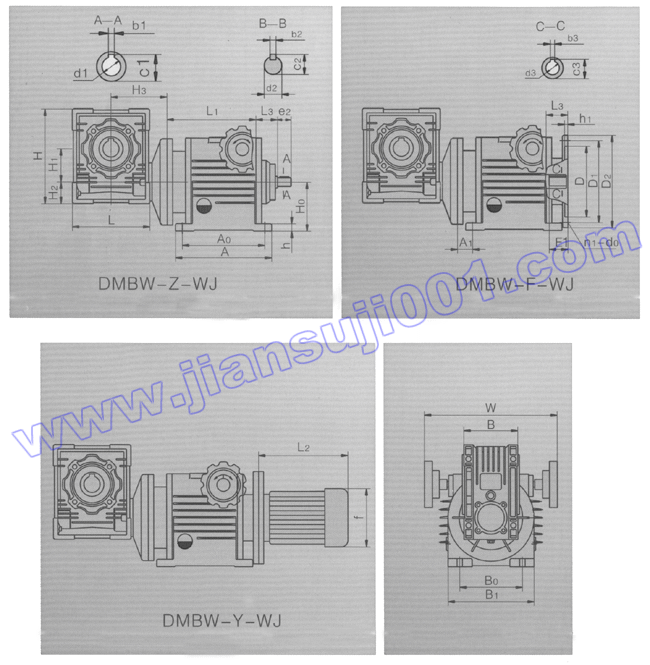DMB系列無級變速器與WJ系列螺輪減速器機組合