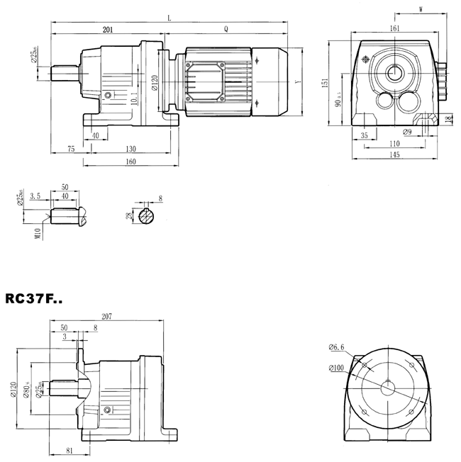 RC硬齒面減速機(jī)-RC37..型外形及安裝尺寸