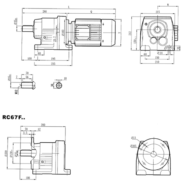 RC硬齒面減速機(jī)-RC67..型外形及安裝尺寸
