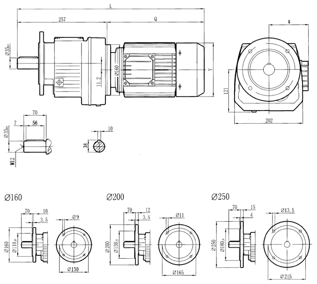 RC硬齒面減速機(jī)-RCF57..型外形及安裝尺寸