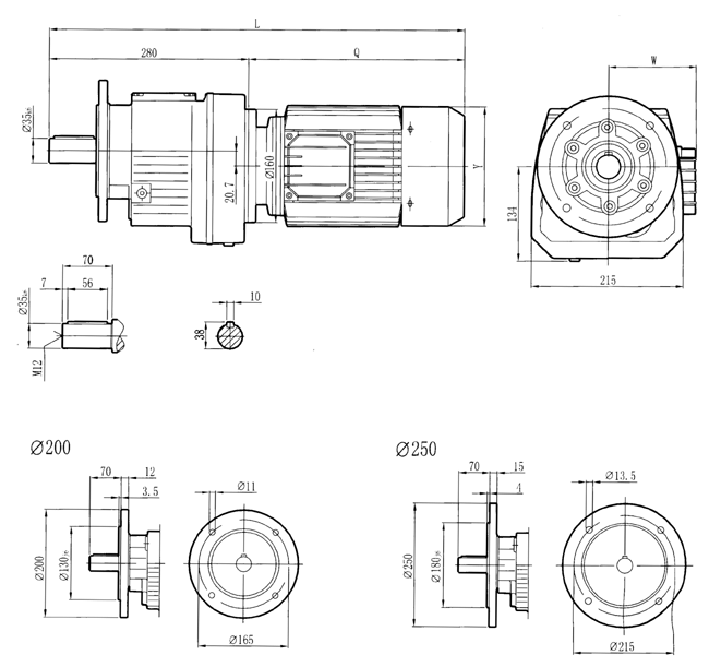 RC硬齒面減速機(jī)-RCF67..型外形及安裝尺寸