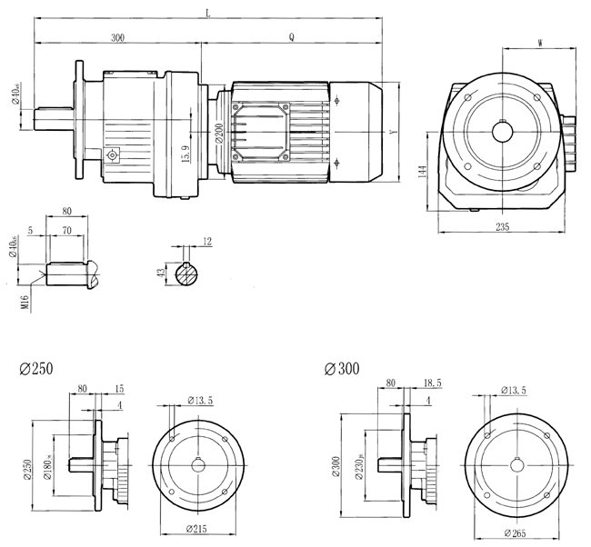 RC硬齒面減速機(jī)-RCF77..型外形及安裝尺寸