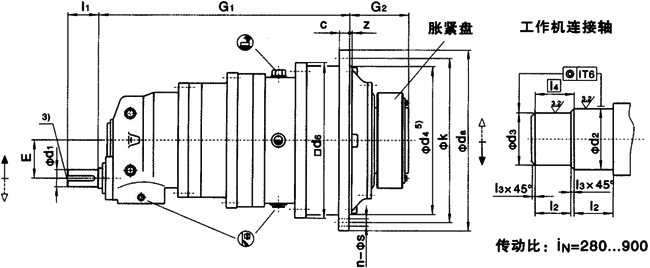 JP系列行星齒輪減速器安裝尺寸