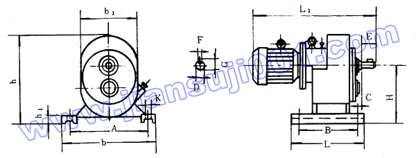 JTC系列小型齒輪減速電動(dòng)機(jī)外形及安裝尺寸