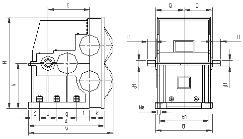 MBYS系列單邊雙傳動(dòng)磨機(jī)減速機(jī)外形尺寸