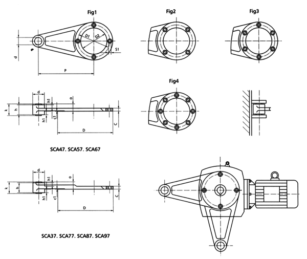 SC系列斜齒蝸輪減速器外形尺寸