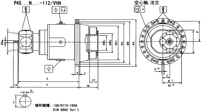 P4S…N…-112/VHN空心軸,法蘭安裝外形尺寸