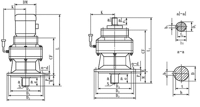 ZG系列鋼鐵公司專用行星擺線針輪減速機外形尺寸(單級)