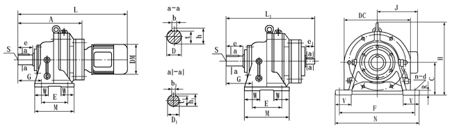 ZG系列鋼鐵公司專用行星擺線針輪減速機外形尺寸(雙級)