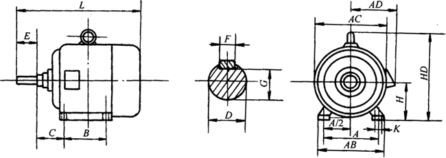 YDT系列機(jī)風(fēng)機(jī)水泵專用變極多速異步電動(dòng)機(jī)外形尺寸(H80~315mm)
