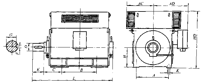 YQF、YRQF系列高壓三相異步電動(dòng)機(jī)外形及安裝尺寸