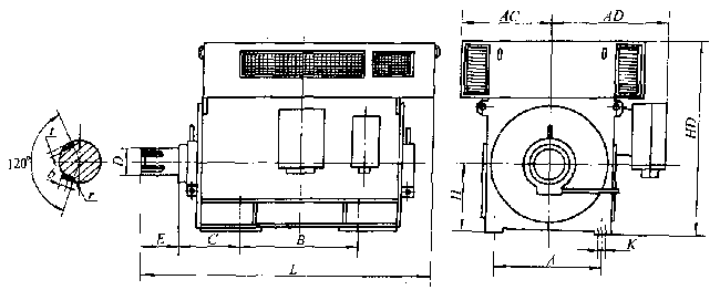 YQF、YRQF系列高壓三相異步電動(dòng)機(jī)外形及安裝尺寸