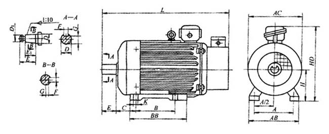 YZE系列起重及冶金用電磁制動三相異步電動機外形尺寸