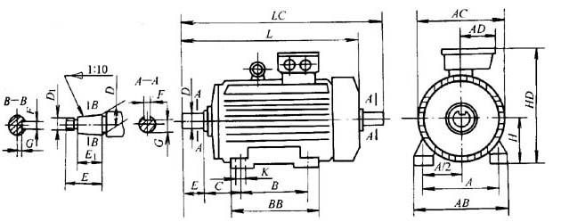 YZR2系列起重及冶金用繞線轉(zhuǎn)子三相異步電動(dòng)機(jī)外形尺寸